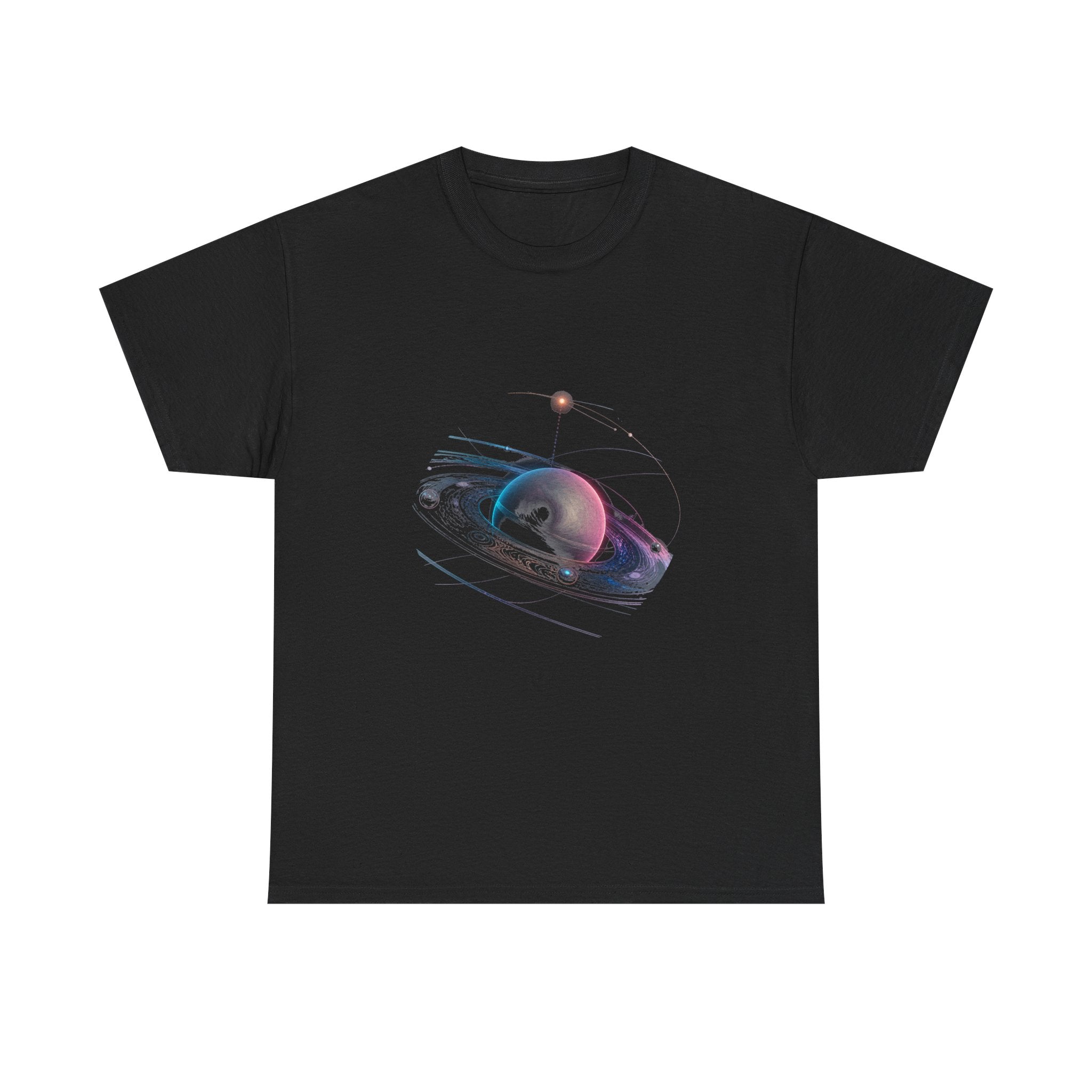 Orbit of the Unsaid KOSVYRE graphic tee product mockup, front view