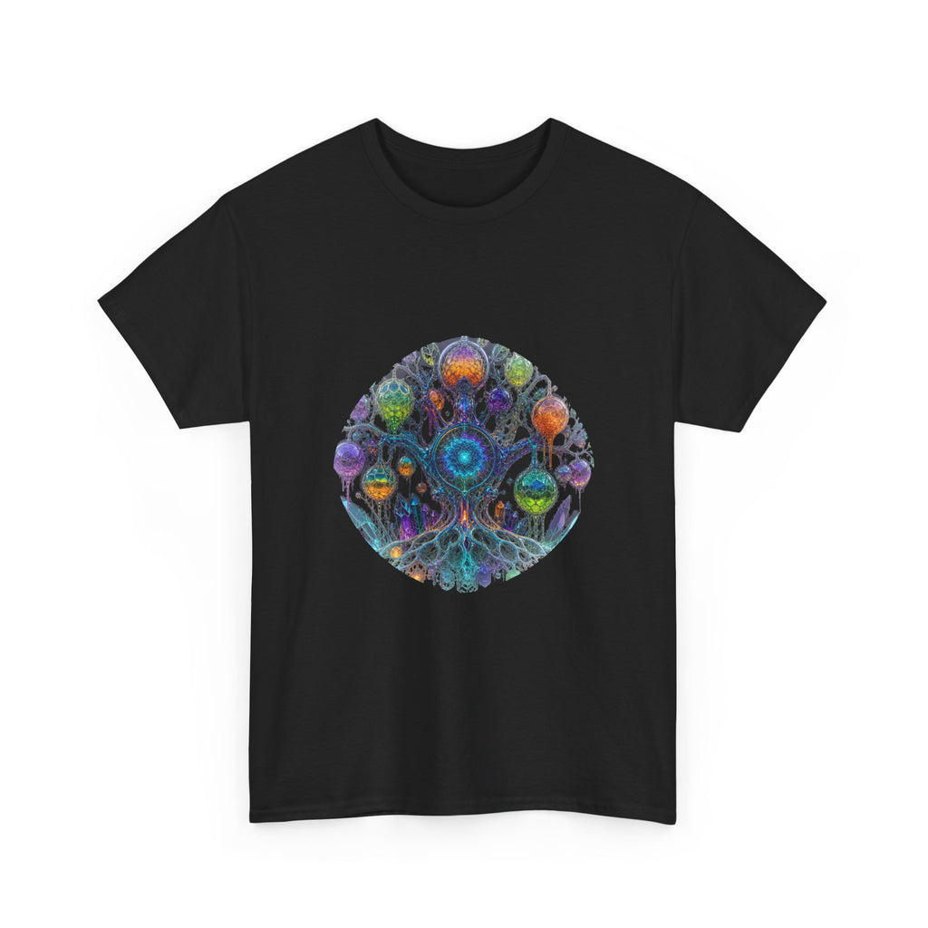 Prism Orchard KOSVYRE graphic tee product mockup, detail view