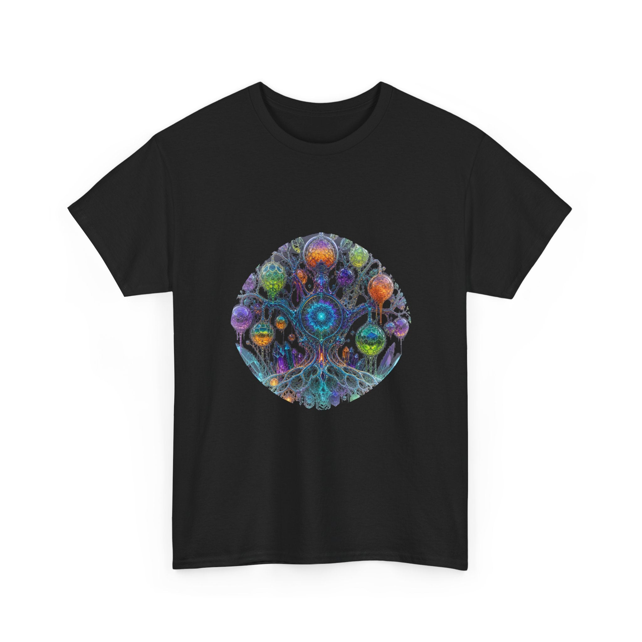 Prism Orchard KOSVYRE graphic tee product mockup, detail view