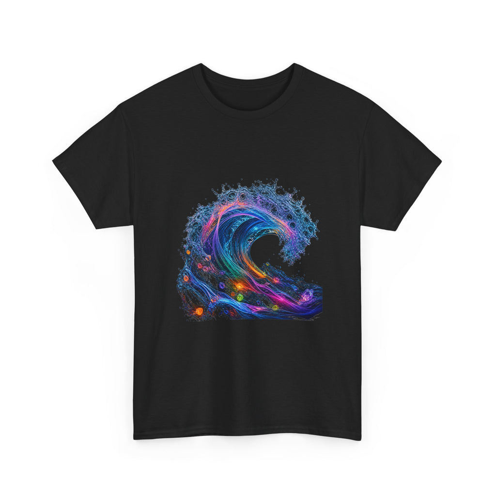 Synthetic Tide KOSVYRE graphic tee product mockup, detail view