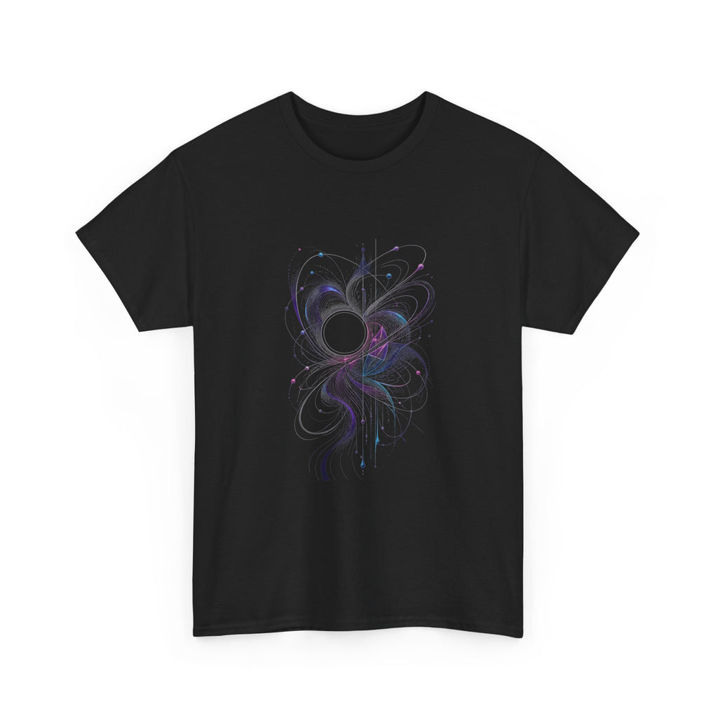 Quiet Orbit Bloom KOSVYRE graphic tee product mockup, alternate front view