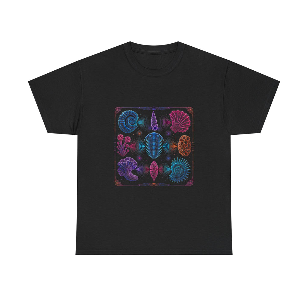 Neon Fossil Choir KOSVYRE graphic tee product mockup, front view