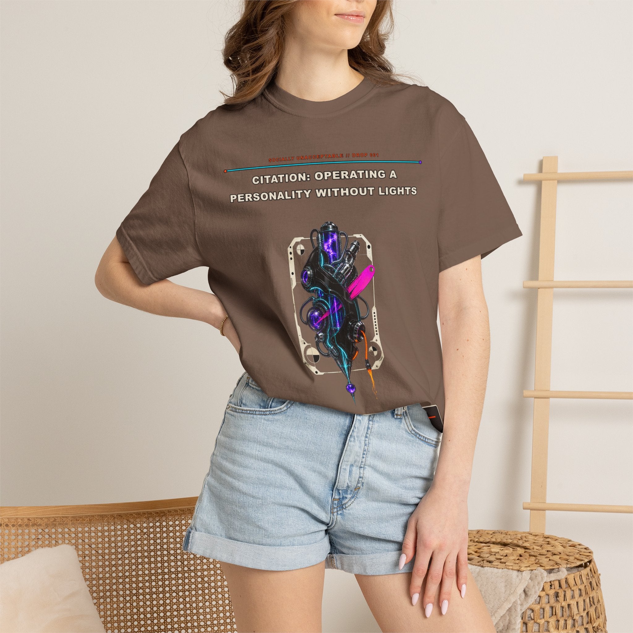 Citation: Operating a Personality Without Lights graphic tee by KOSVYRE in Espresso, other product view 2
