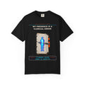 My Presence Is a Clerical Error graphic tee by KOSVYRE in Black, front artwork view