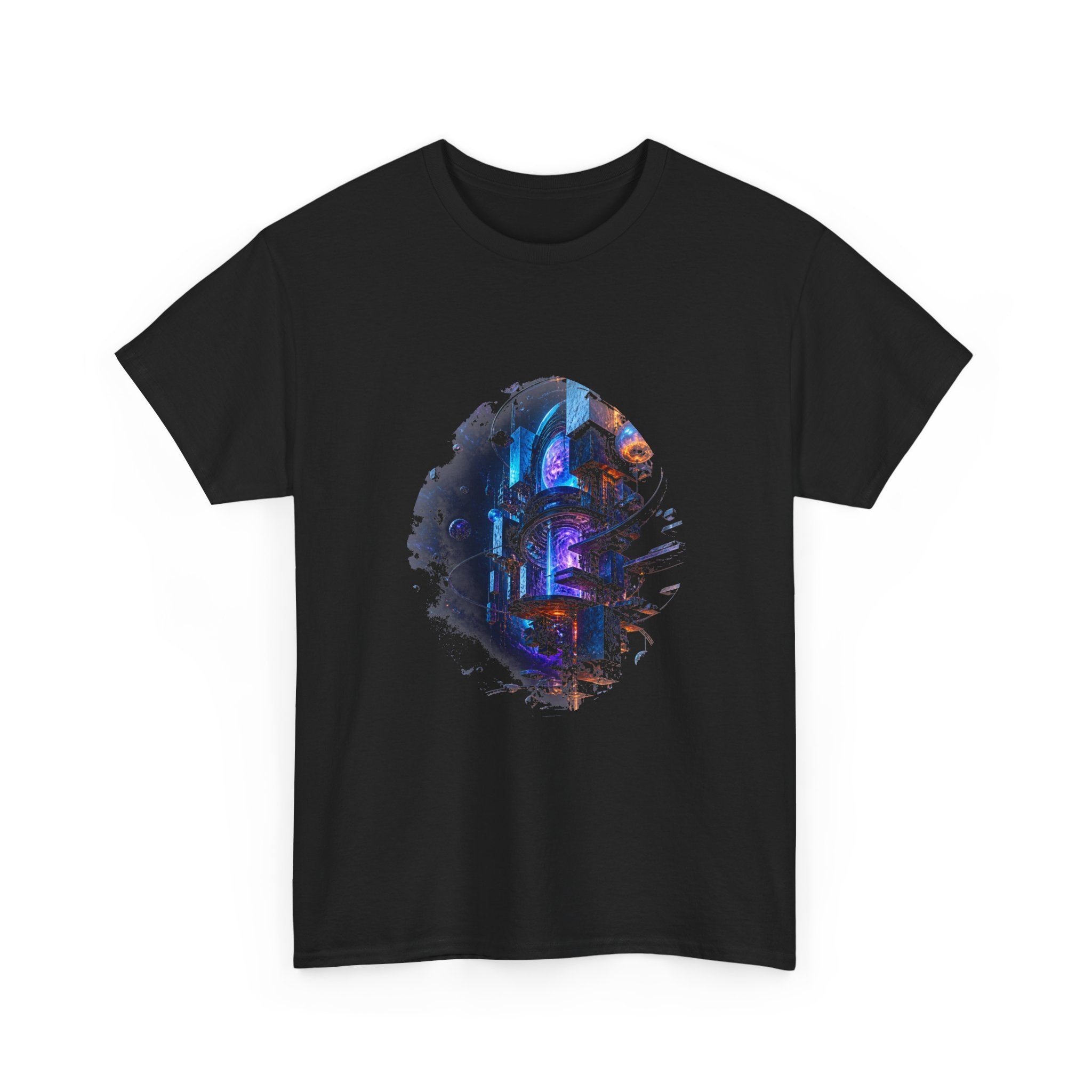 Orbiting Archive Engine KOSVYRE graphic tee product mockup, alternate front view