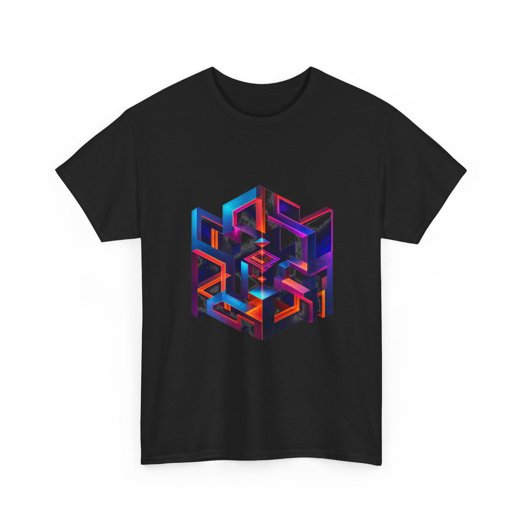 Negative Space Oracle KOSVYRE graphic tee product mockup, detail view