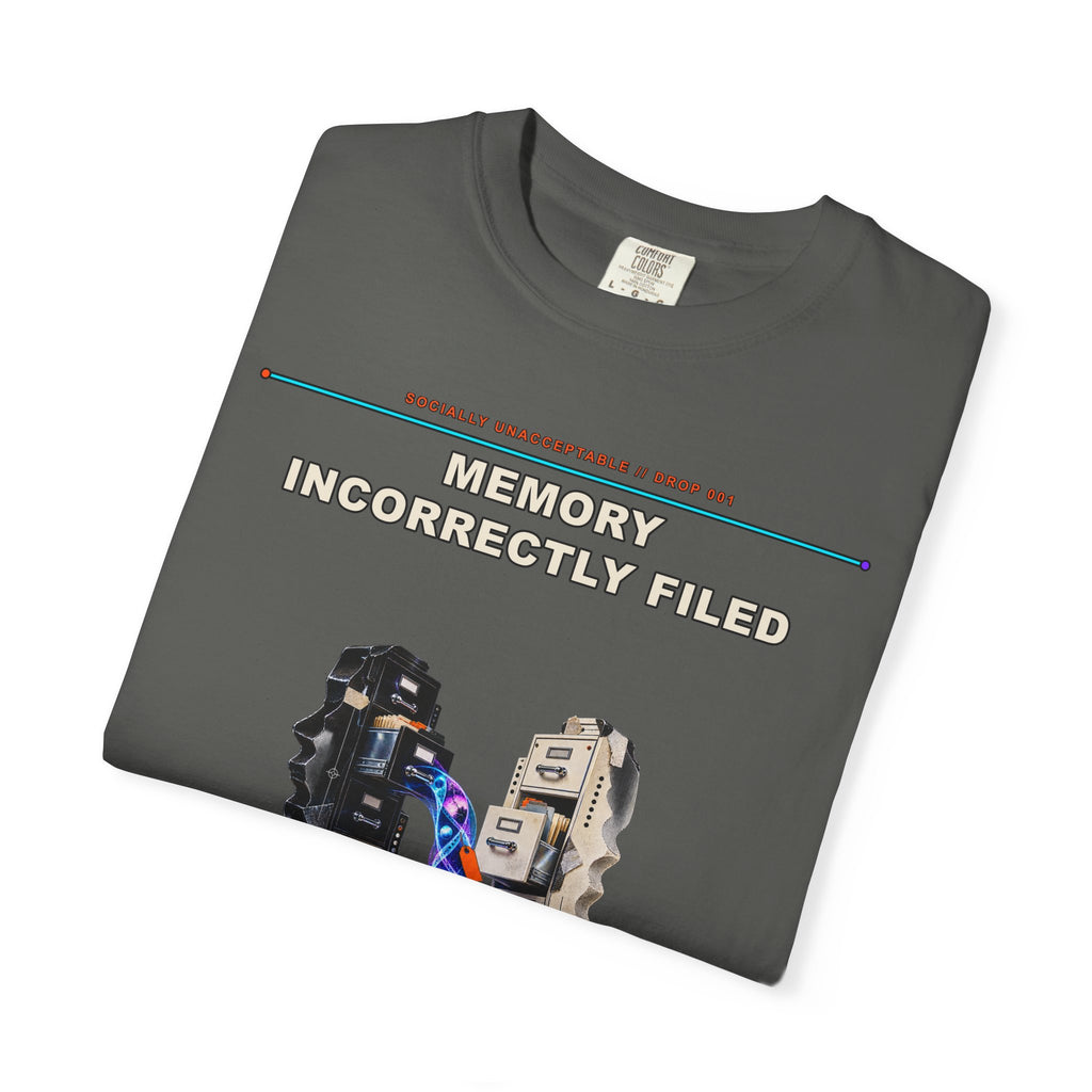 Memory Incorrectly Filed graphic tee by KOSVYRE in Pepper, other product view 1