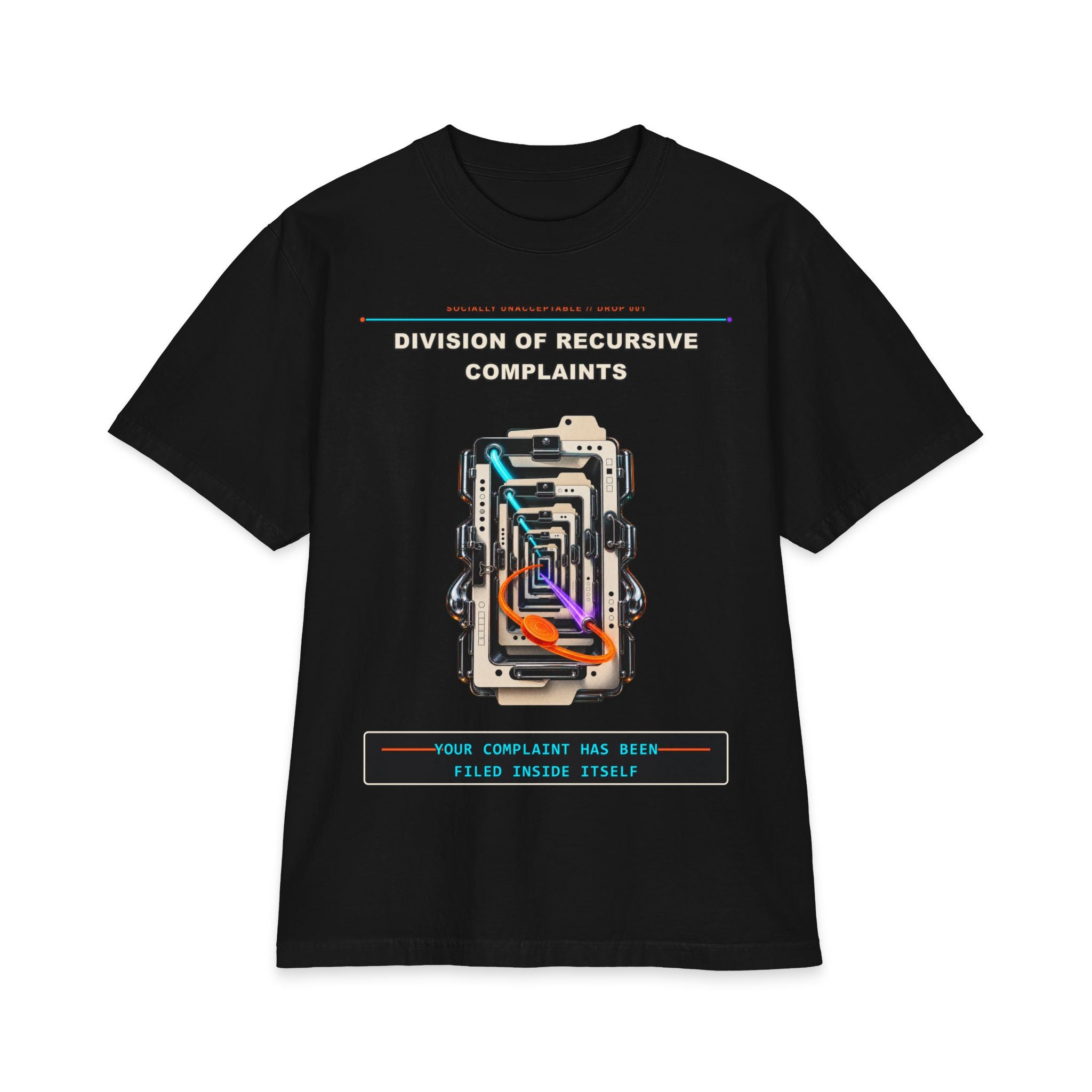 Division of Recursive Complaints graphic tee by KOSVYRE in Black, front artwork view