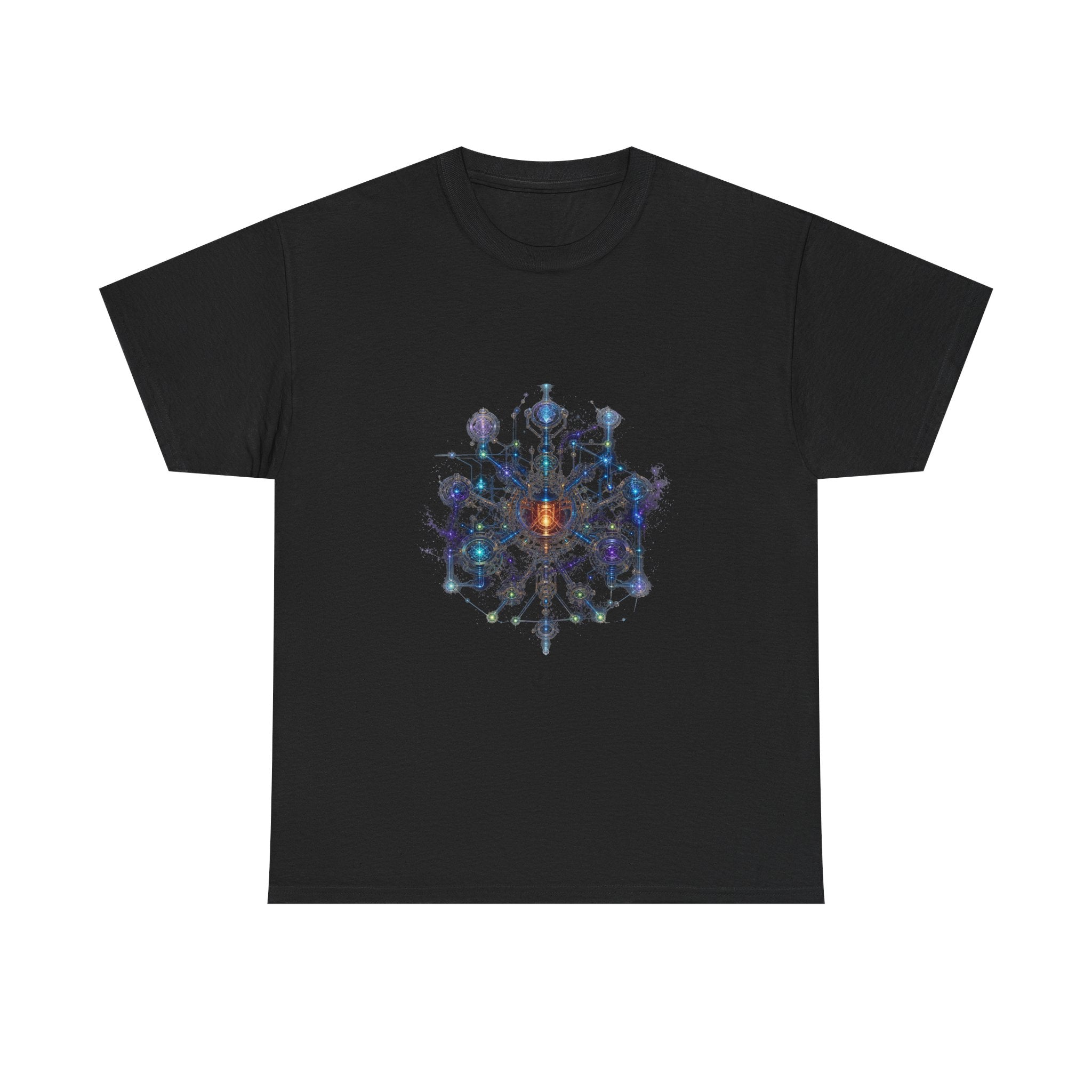 Asterism Engine KOSVYRE graphic tee product mockup, front view