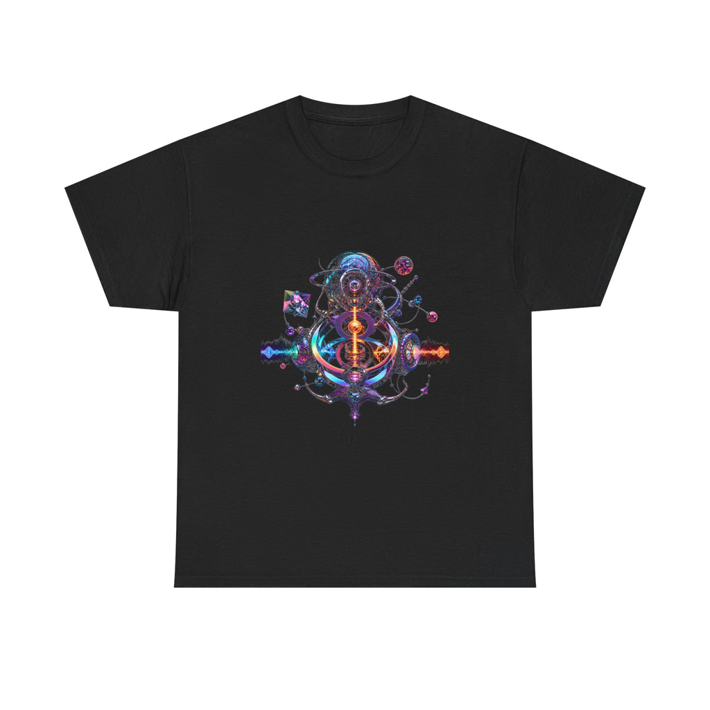 Chromatic Relay KOSVYRE graphic tee product mockup, front view