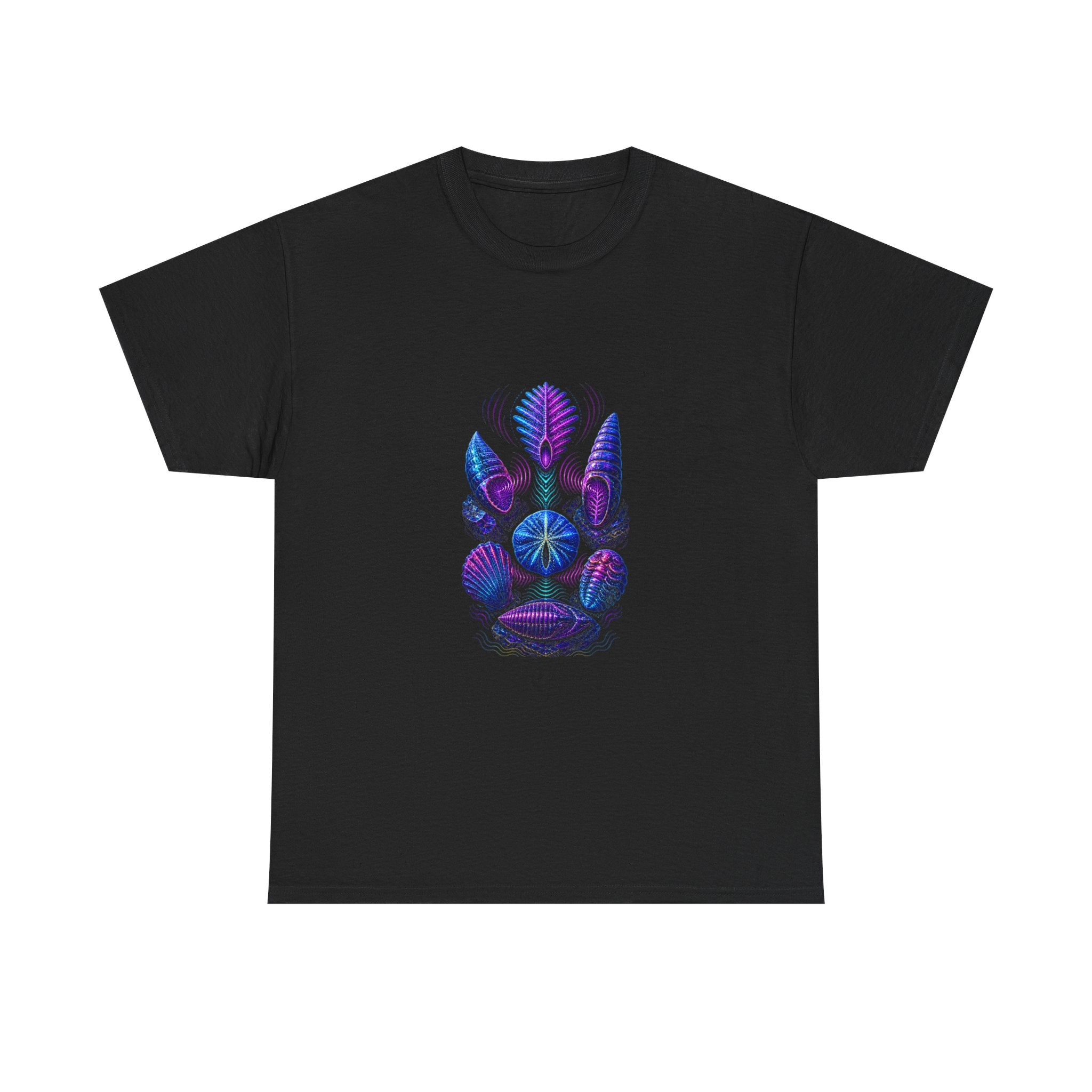 Ultraviolet Fossil Choir KOSVYRE graphic tee product mockup, front view