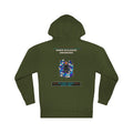 Inner Dialogue Unionized graphic hoodie by KOSVYRE in Army, back artwork view