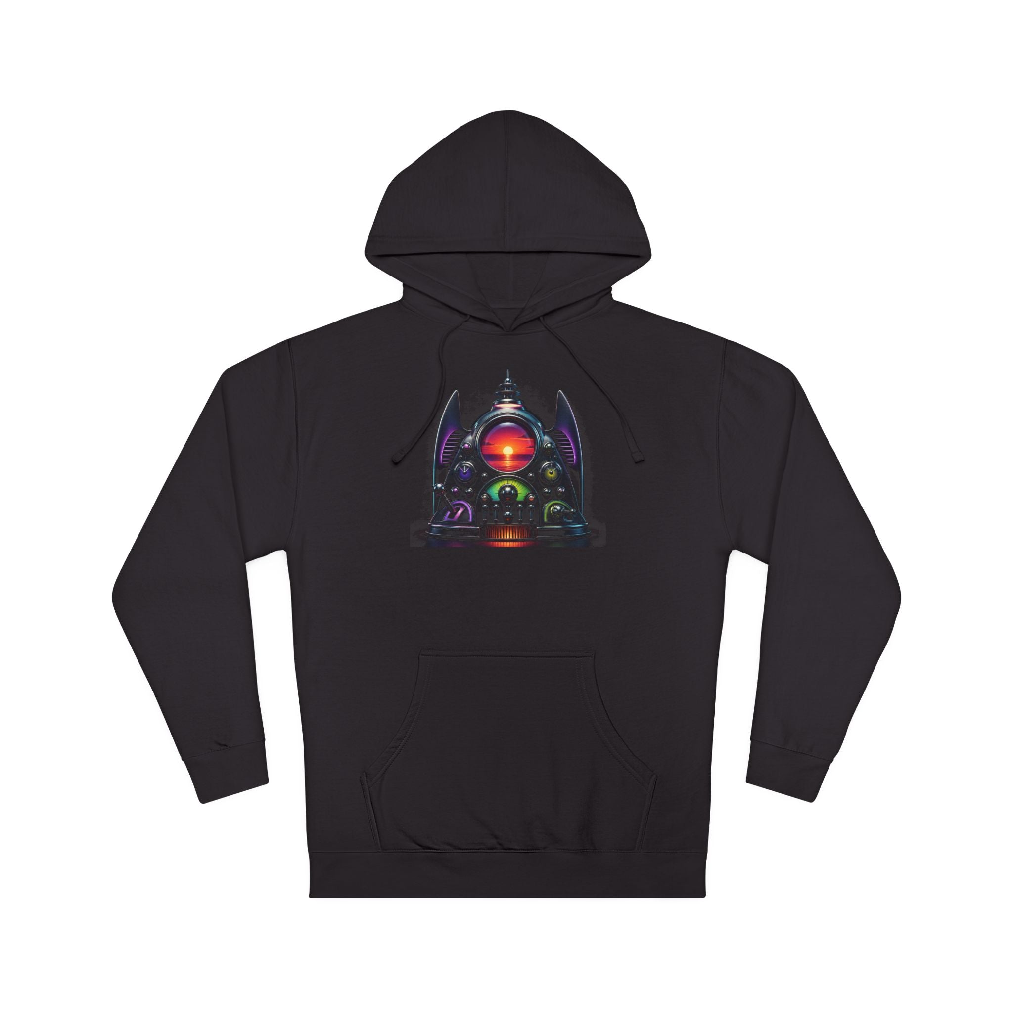 Synthetic Sunset Machine KOSVYRE hoodie product mockup, front view