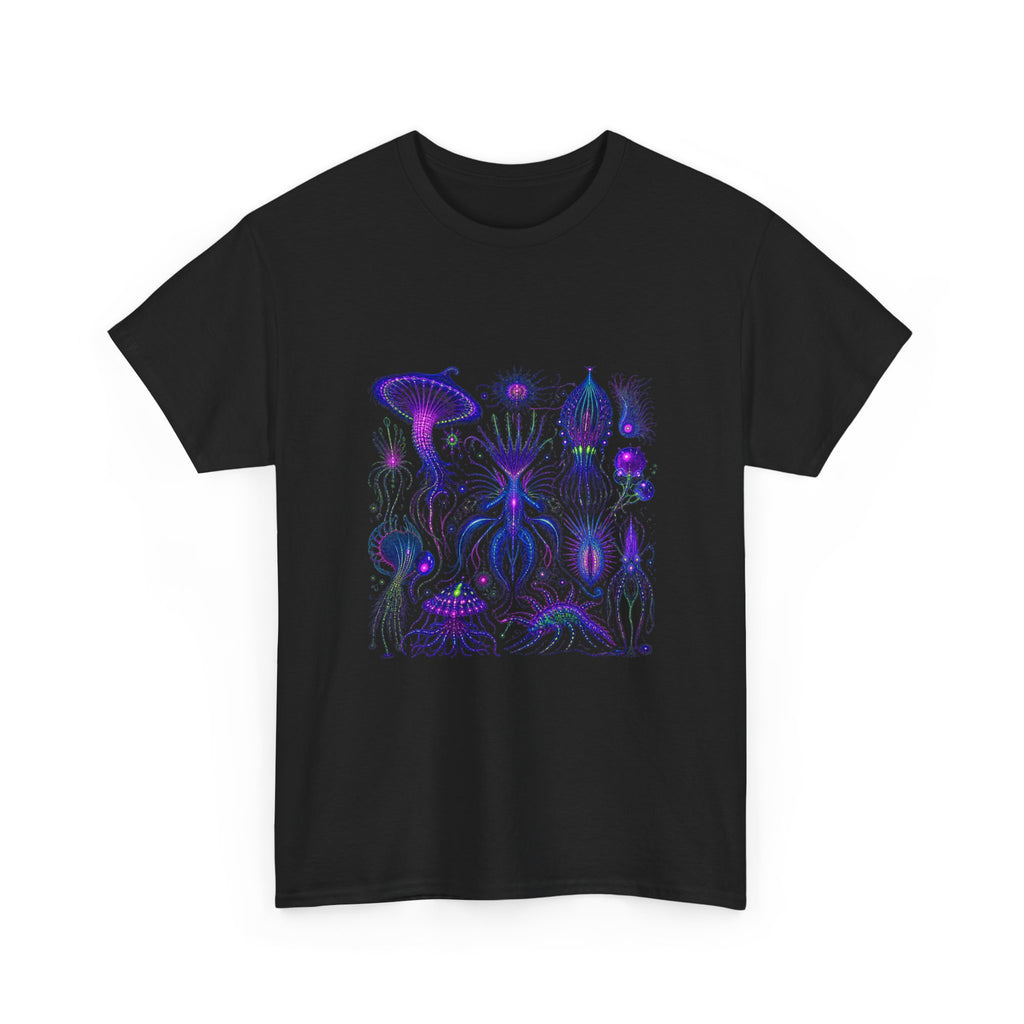 Ultraviolet Menagerie KOSVYRE graphic tee product mockup, detail view