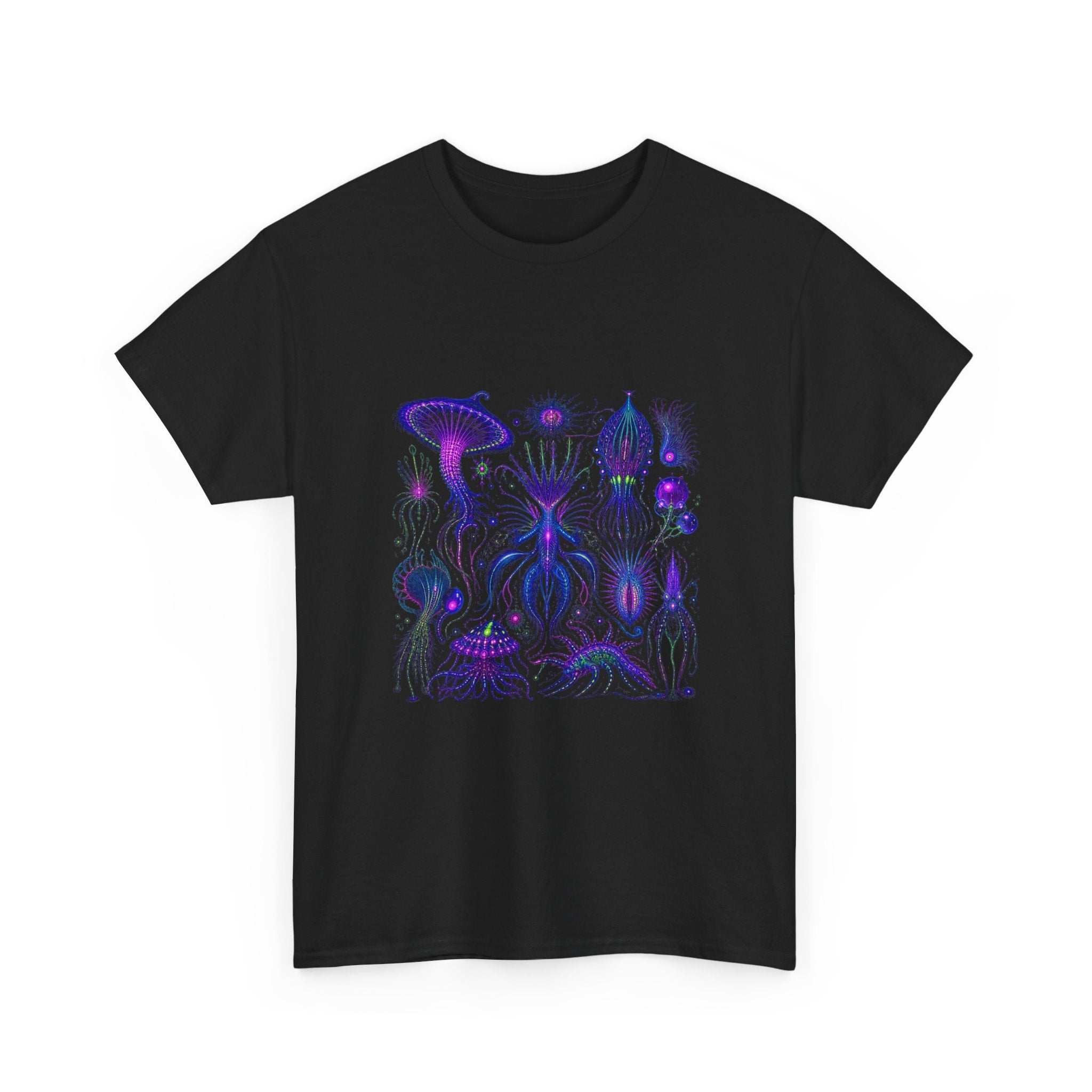 Ultraviolet Menagerie KOSVYRE graphic tee product mockup, detail view