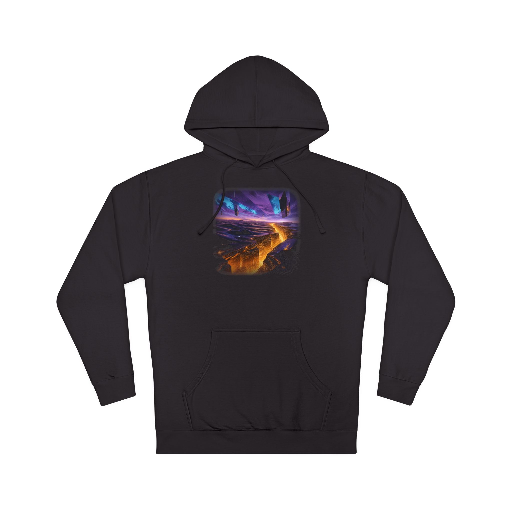 Amber Horizon Fault KOSVYRE hoodie product mockup, front view