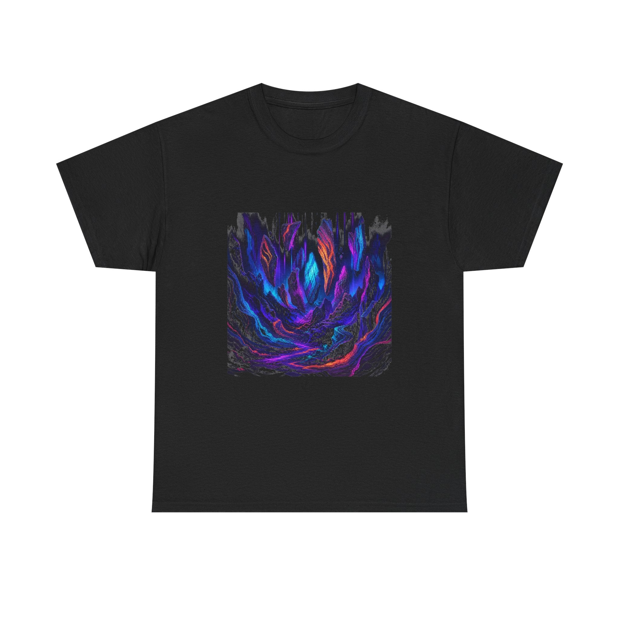Blacklight Quarry Choir KOSVYRE graphic tee product mockup, front view