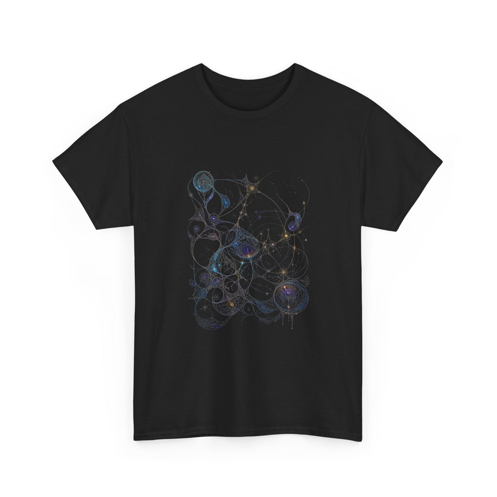 Astral Ink Lattice KOSVYRE graphic tee product mockup, alternate front view