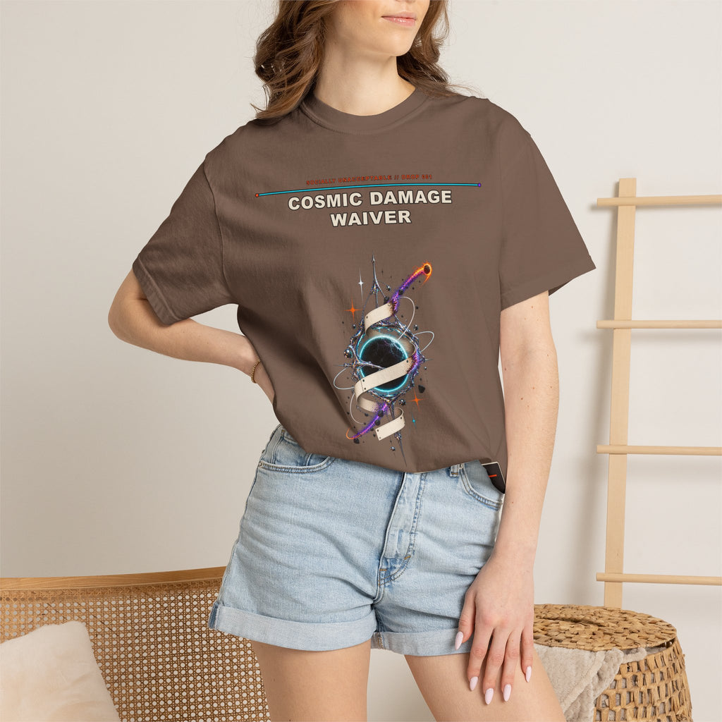 Cosmic Damage Waiver graphic tee by KOSVYRE in Espresso, other product view 2