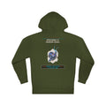 Specimen 31: Mirror Snail graphic hoodie by KOSVYRE in Army, back artwork view