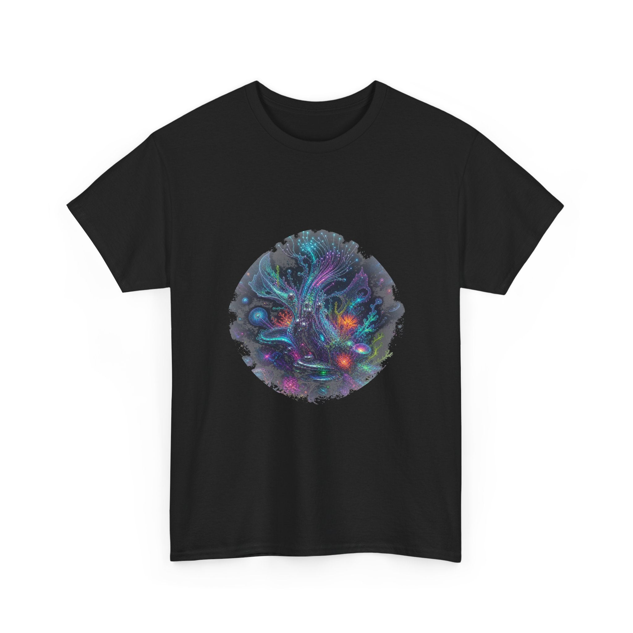 Ghost Circuit Reef KOSVYRE graphic tee product mockup, detail view