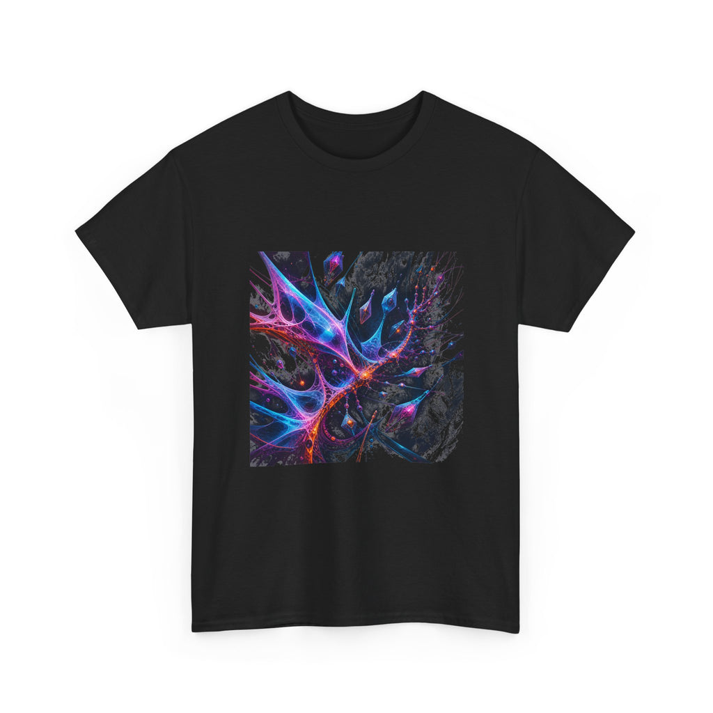Null Meridian Bloom KOSVYRE graphic tee product mockup, alternate front view