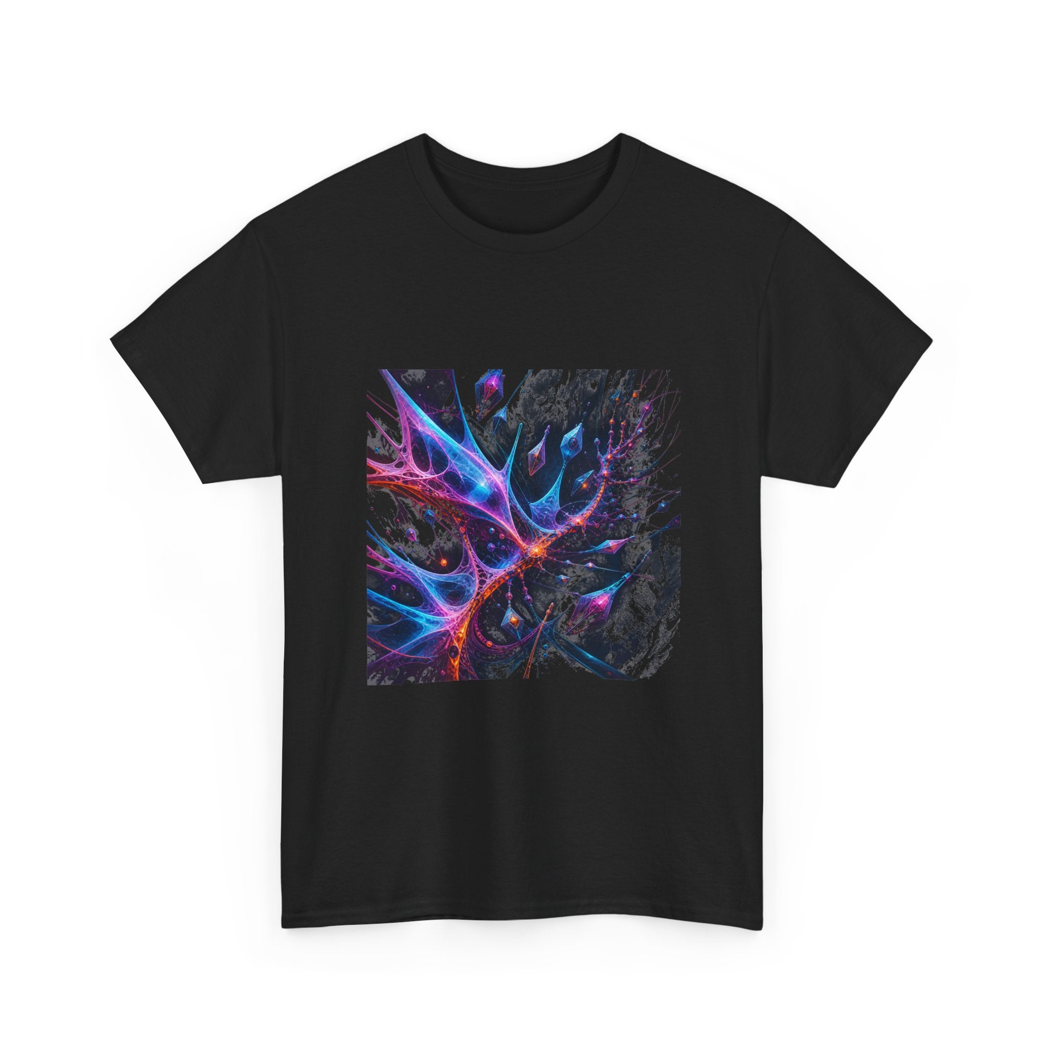 Null Meridian Bloom KOSVYRE graphic tee product mockup, alternate front view