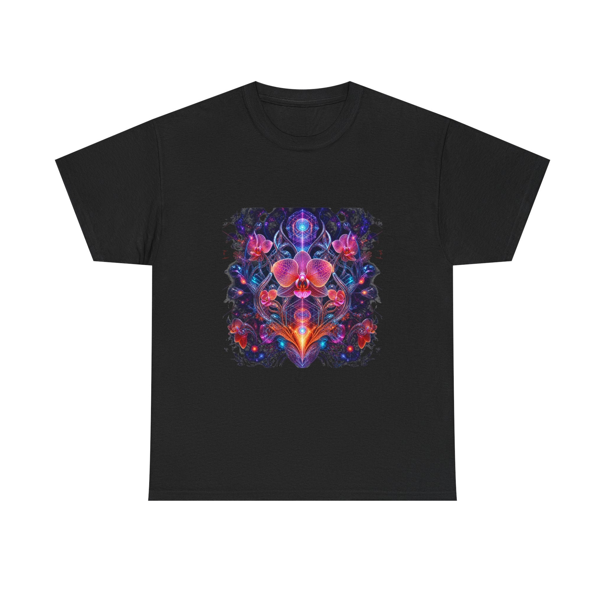 Orchid Signal Array KOSVYRE graphic tee product mockup, front view