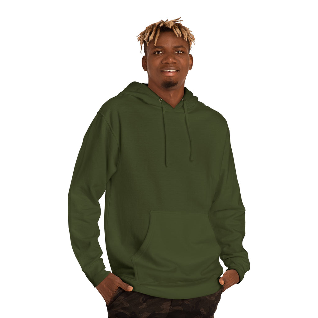 The Universe Has Denied Your Claim graphic hoodie by KOSVYRE in Army, front product view 2