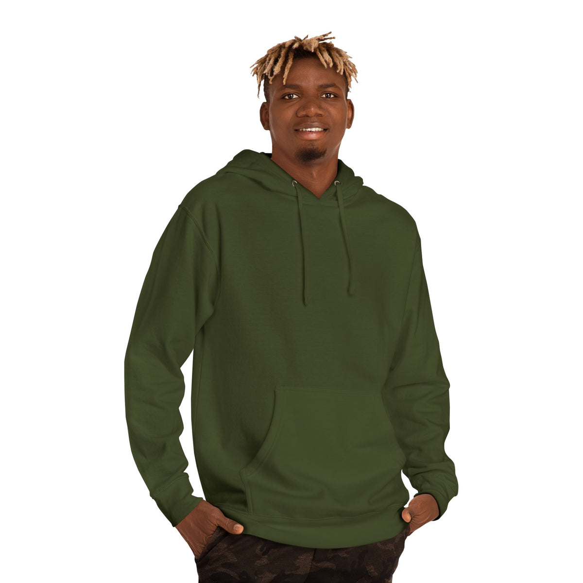 The Universe Has Denied Your Claim graphic hoodie by KOSVYRE in Army, front product view 2