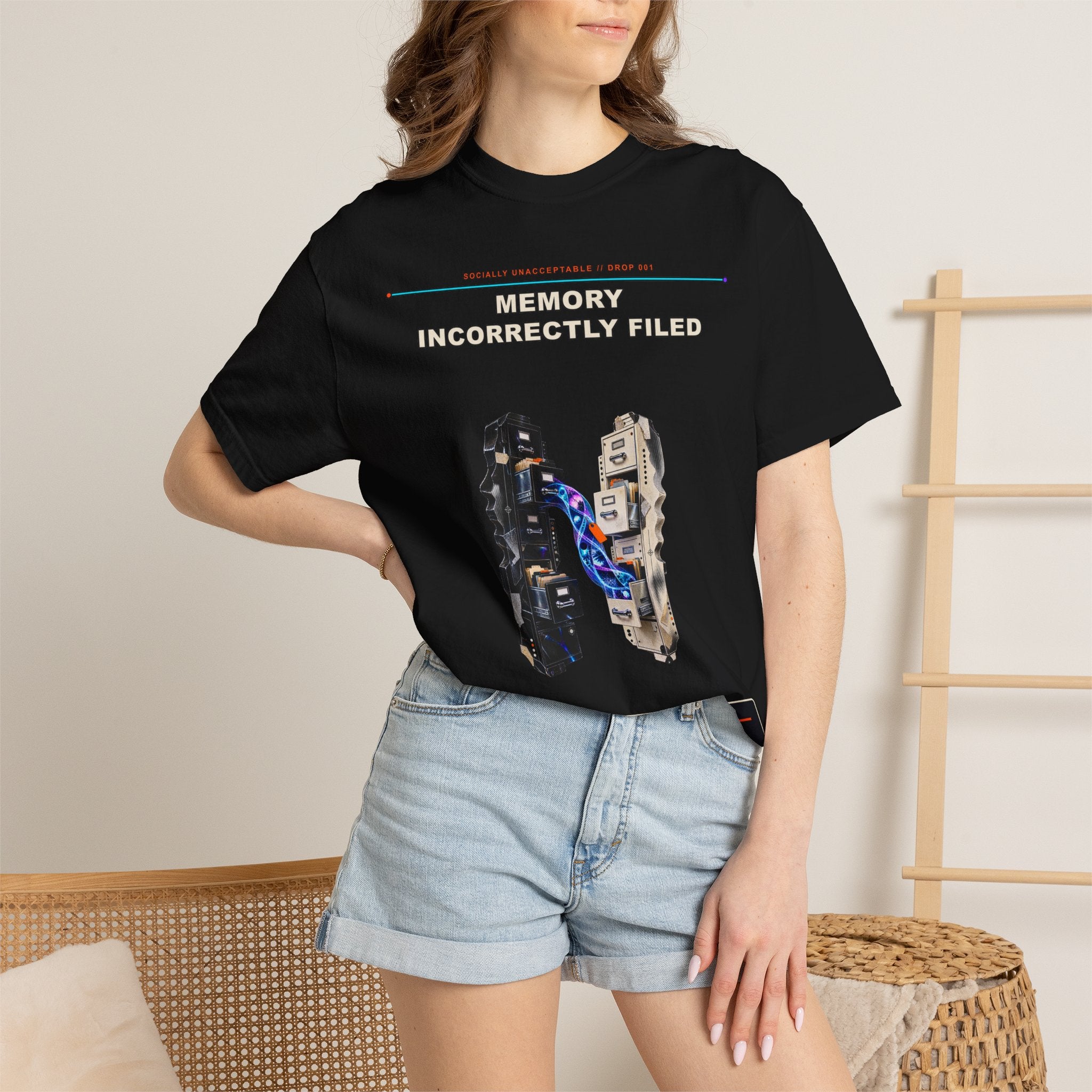 Memory Incorrectly Filed graphic tee by KOSVYRE in Black, other product view 2