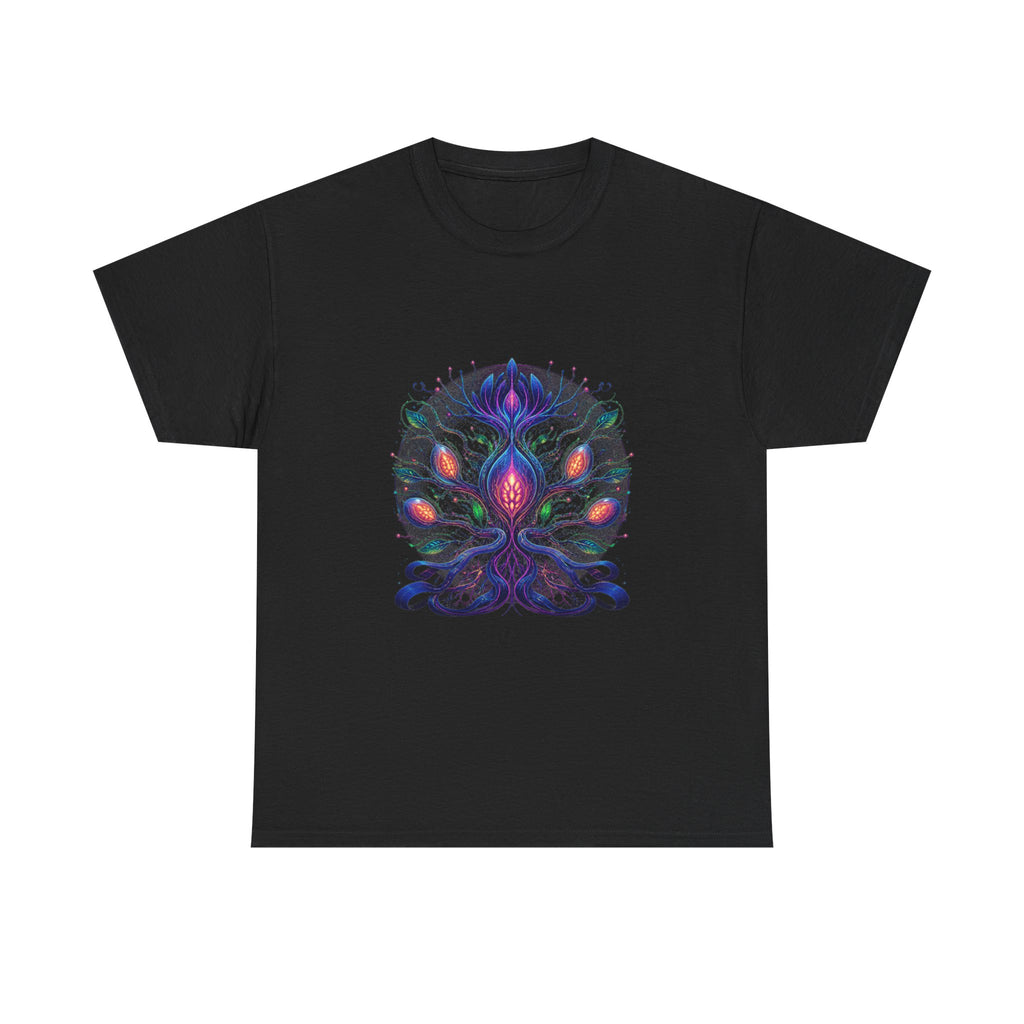Alien Botanical Circuit KOSVYRE graphic tee product mockup, front view