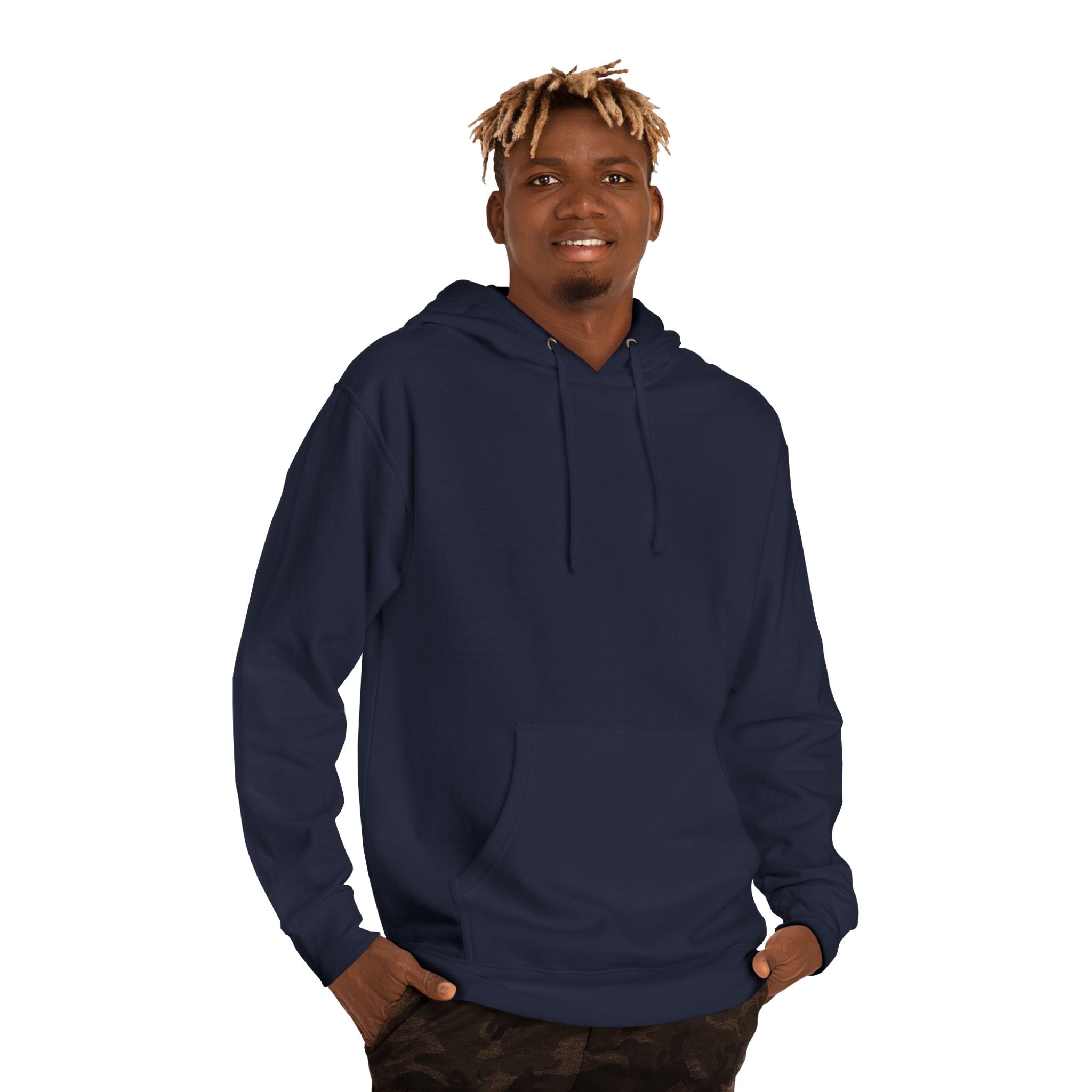 Contraband Emotion Declaration graphic hoodie by KOSVYRE in Classic Navy, front product view 2