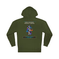 Public Nuisance, Privately Curated graphic hoodie by KOSVYRE in Army, back artwork view