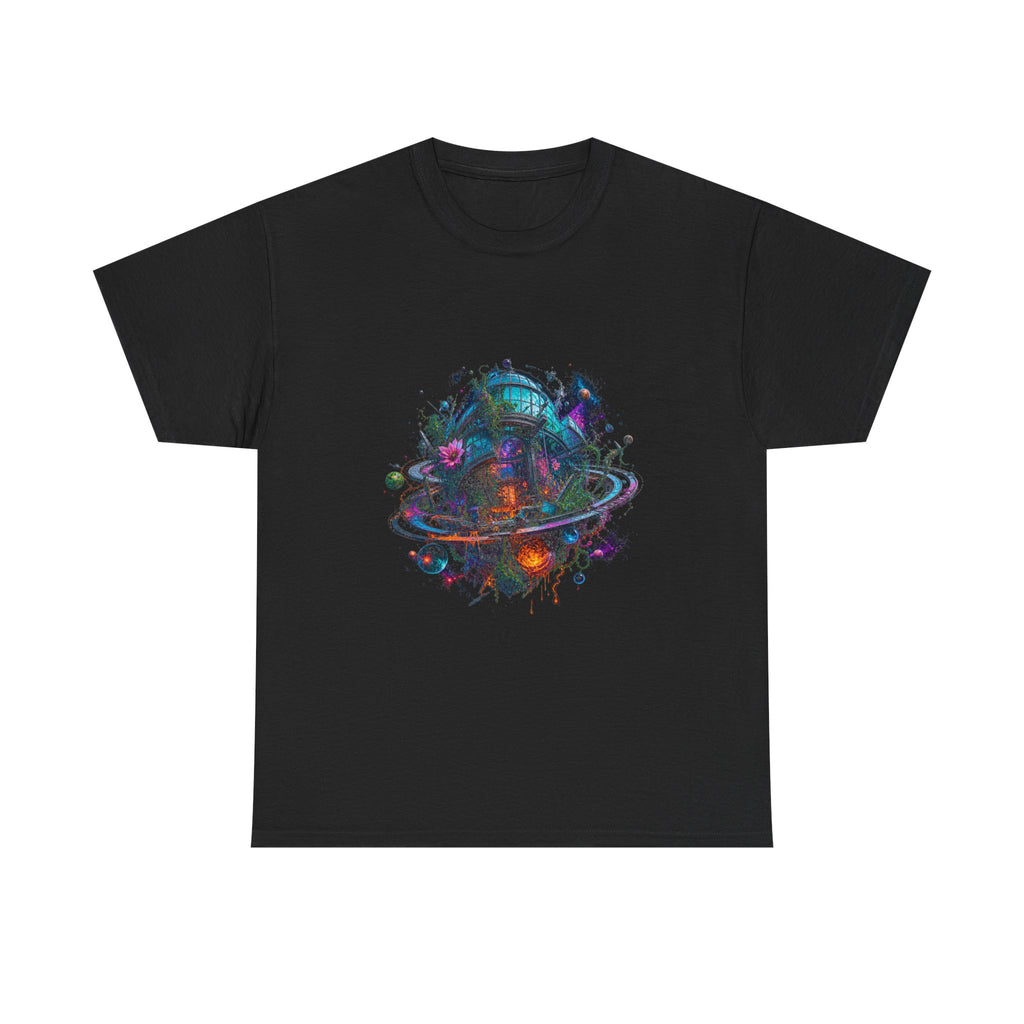 Orbital Hothouse Collapse KOSVYRE graphic tee product mockup, front view