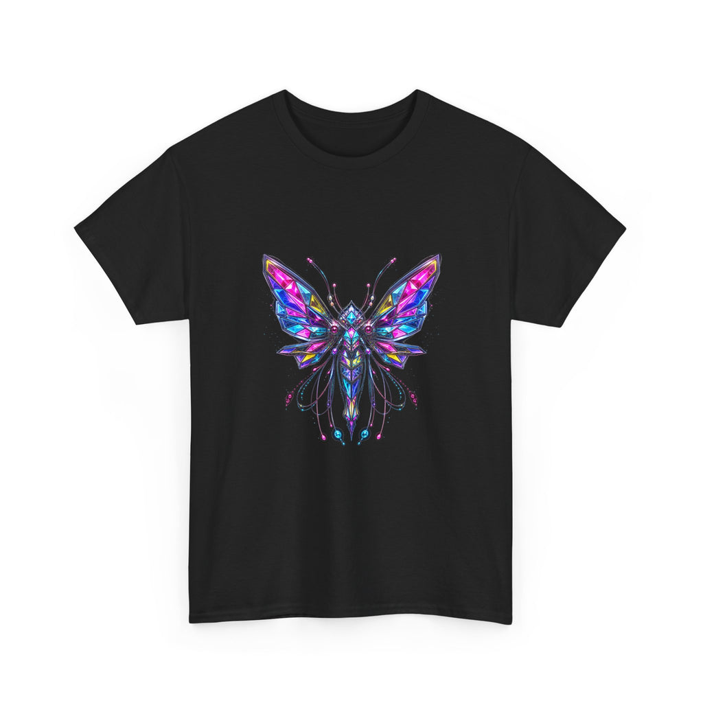 Prism Moth Relay KOSVYRE graphic tee product mockup, detail view