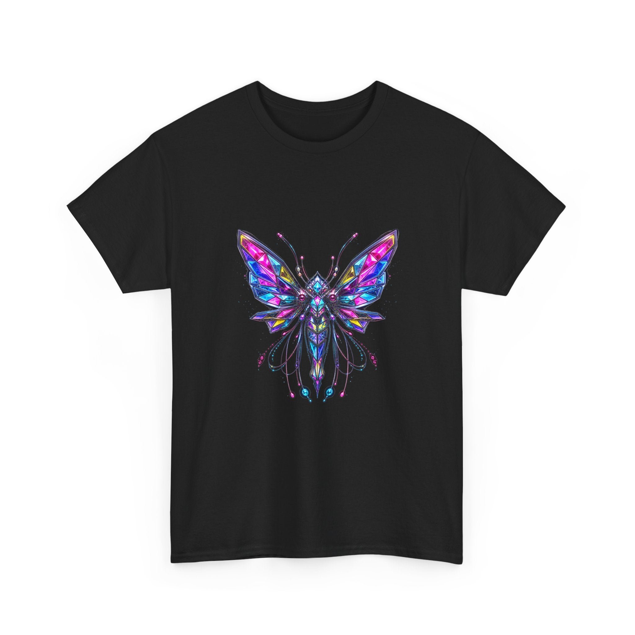 Prism Moth Relay KOSVYRE graphic tee product mockup, detail view