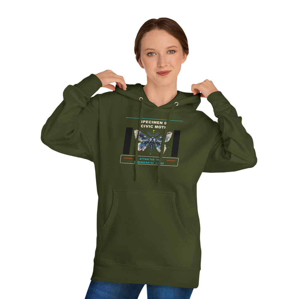Specimen 00: Civic Moth graphic hoodie by KOSVYRE, additional product view 2