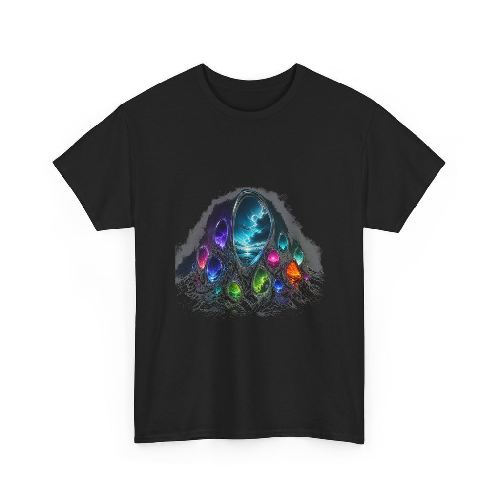 Portal Garden KOSVYRE graphic tee product mockup, detail view