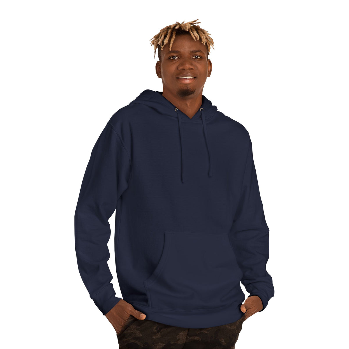 Spatial Fold Citation graphic hoodie by KOSVYRE in Classic Navy, front product view 2