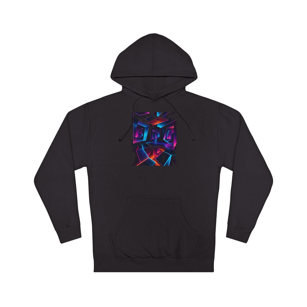 Pulse Geometry Chamber original KOSVYRE design on a black hoodie, product gallery view 7