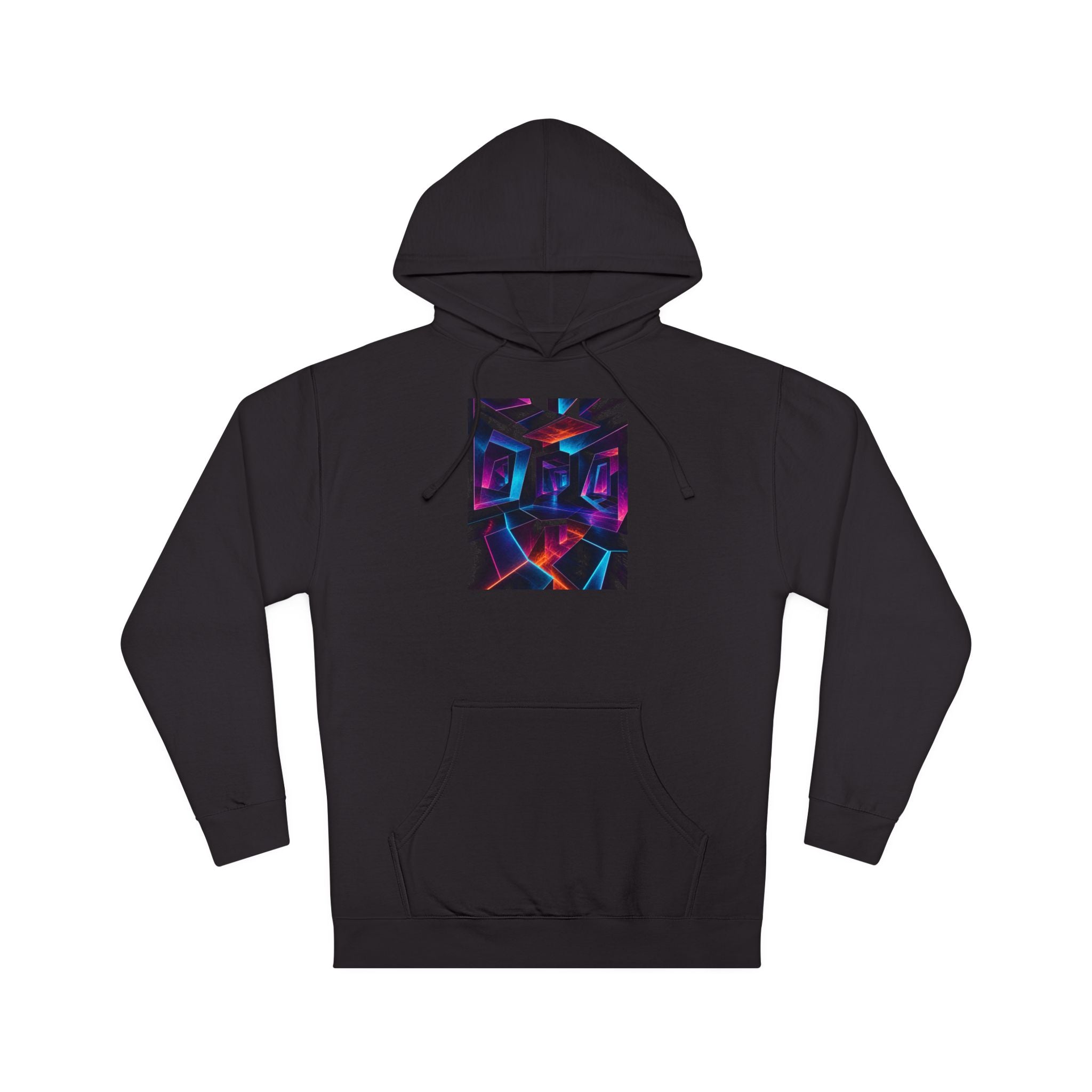 Pulse Geometry Chamber original KOSVYRE design on a black hoodie, product gallery view 7