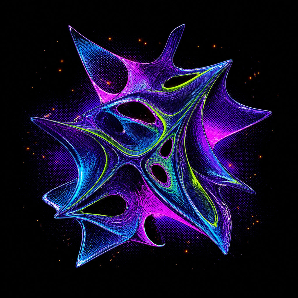Original KOSVYRE blacklight creatures piece titled Ultraviolet Fauna, prepared as an art print