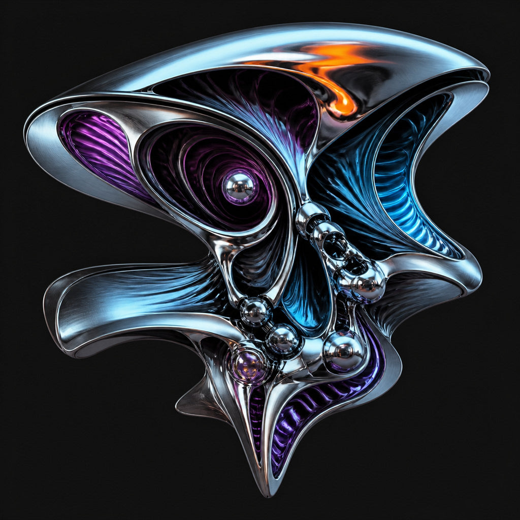 Original KOSVYRE chrome anatomy piece titled Anatomy of a Mirror, prepared as an art print