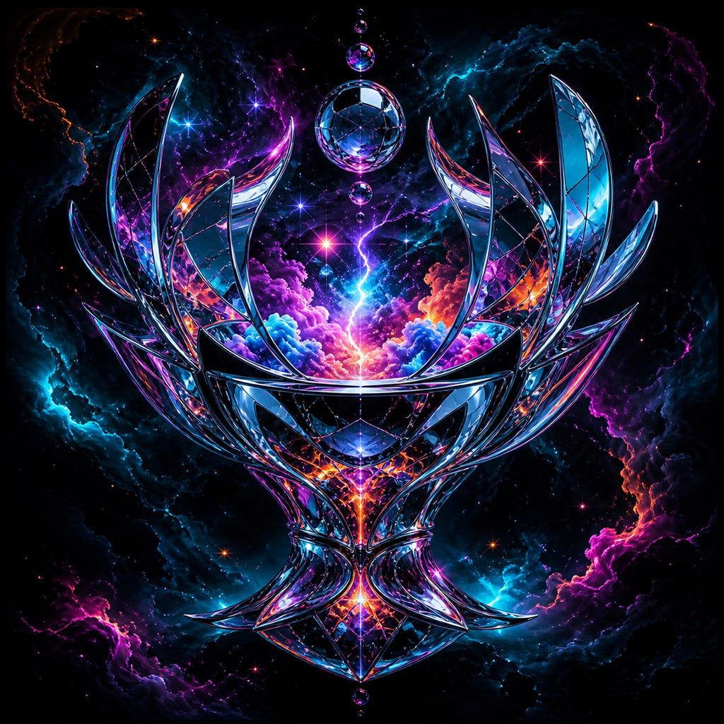 Original KOSVYRE chrome vessels piece titled Mirrorstorm Vessel, prepared as an art print