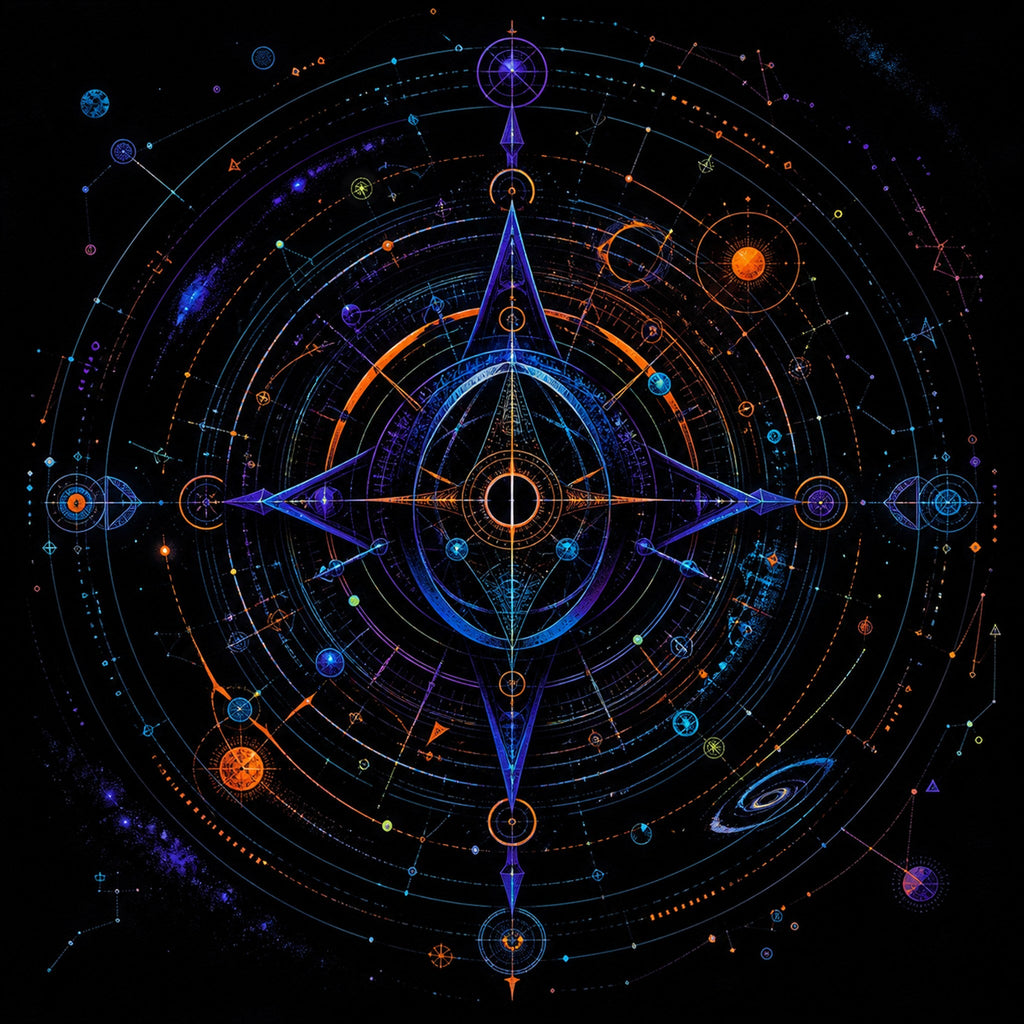 Original KOSVYRE cosmic cartography piece titled Spectral Cartography, prepared as an art print