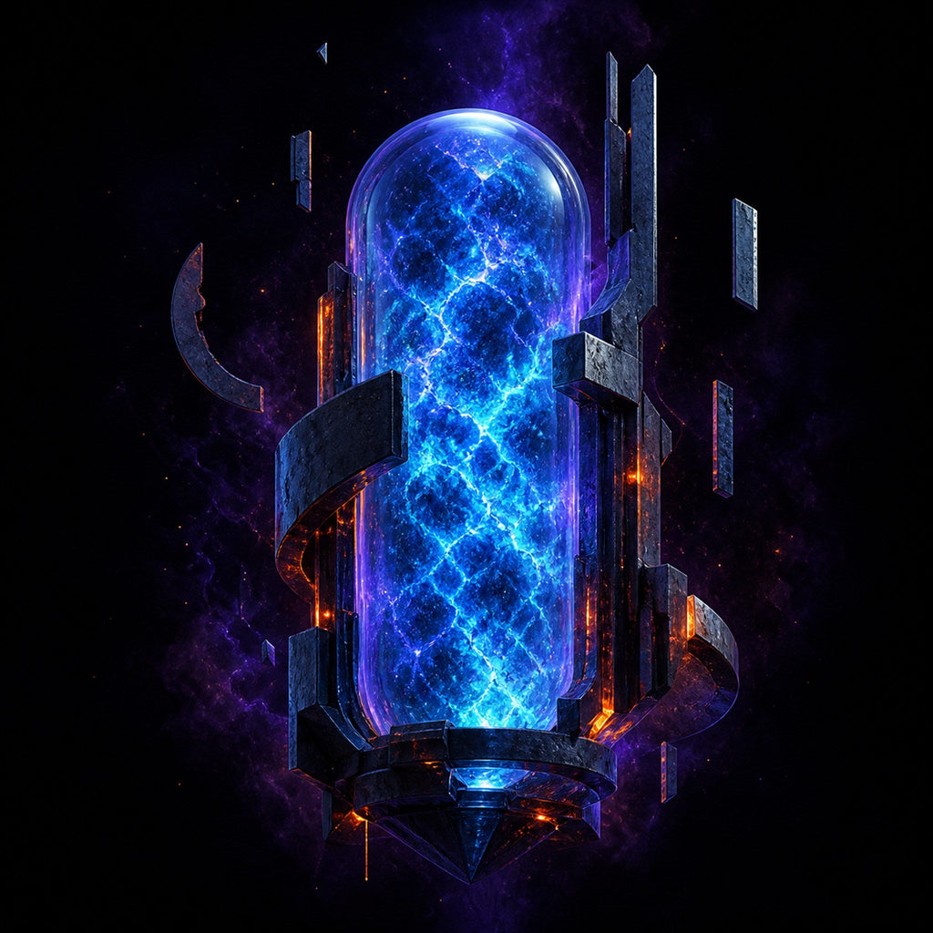 Original KOSVYRE abstract signal art piece titled Blue Noise Reliquary, prepared as an art print