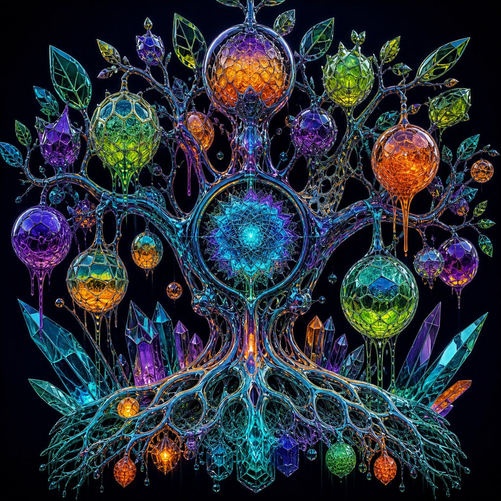 Original KOSVYRE crystalline organisms piece titled Prism Orchard, prepared as an art print