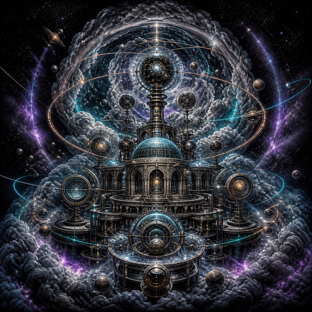 Original KOSVYRE cosmic architecture piece titled Mercury Weather Station, prepared as an art print