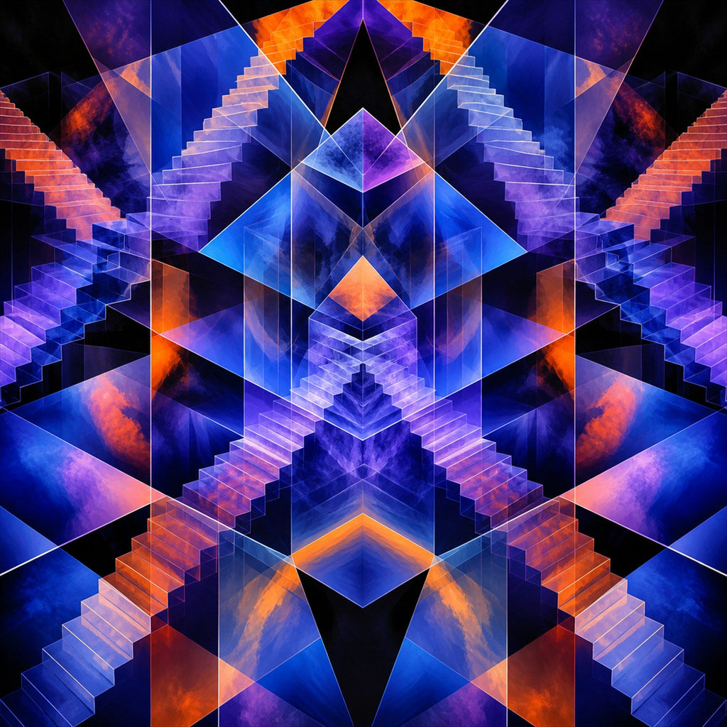 Original KOSVYRE cosmic transmissions piece titled Cyan Monolith Choir, prepared as an art print